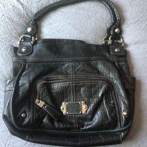 B Makowsky genuine leather black handbag